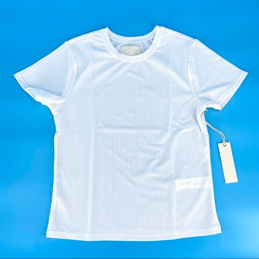 Capulet Jasmine White Ribbed Shiny Baby Tee Small NEW